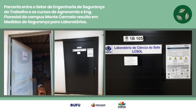Imagens dos laboratórios com as fichas colocadas nas portas